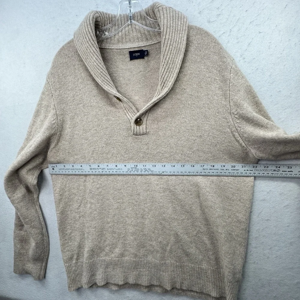 J. Crew Sweater Mens Large 100% Lambs Wool Shawl Collar Fisherman Preppy Neutral